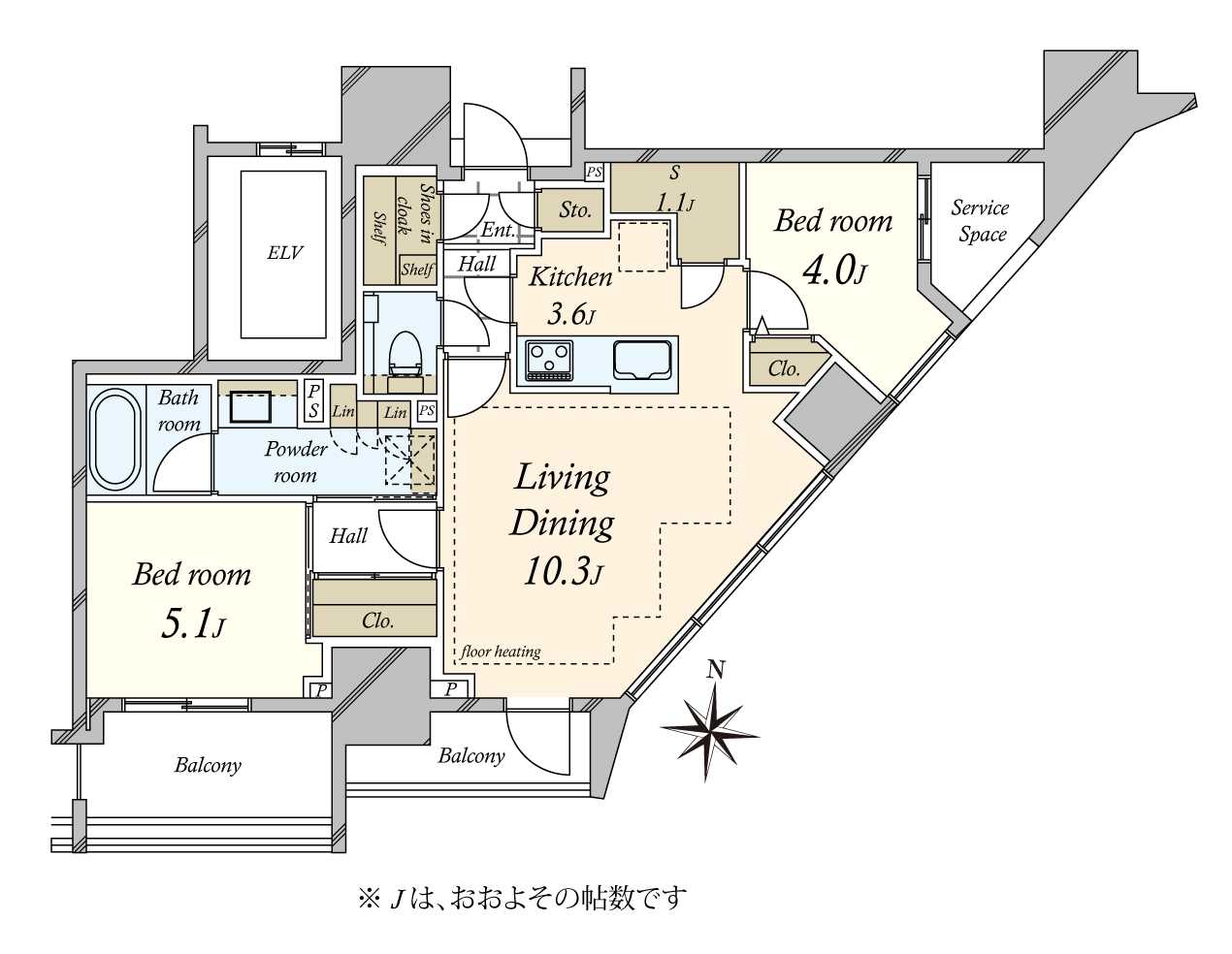 プラウド文京千駄木の間取図