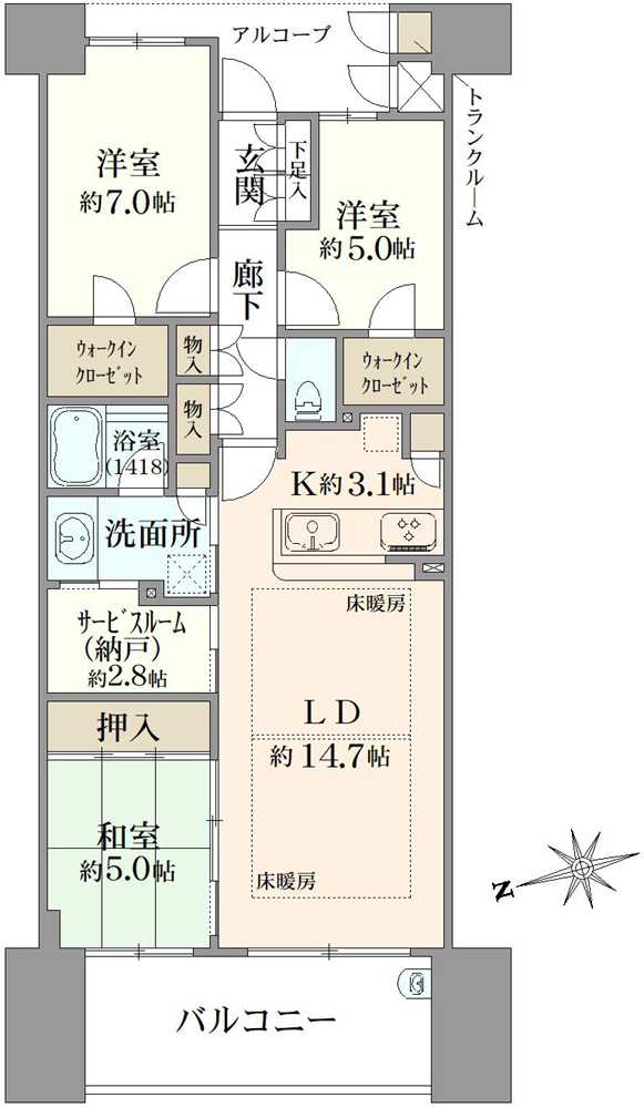なんばセントラルプラザリバーガーデンC棟の間取図