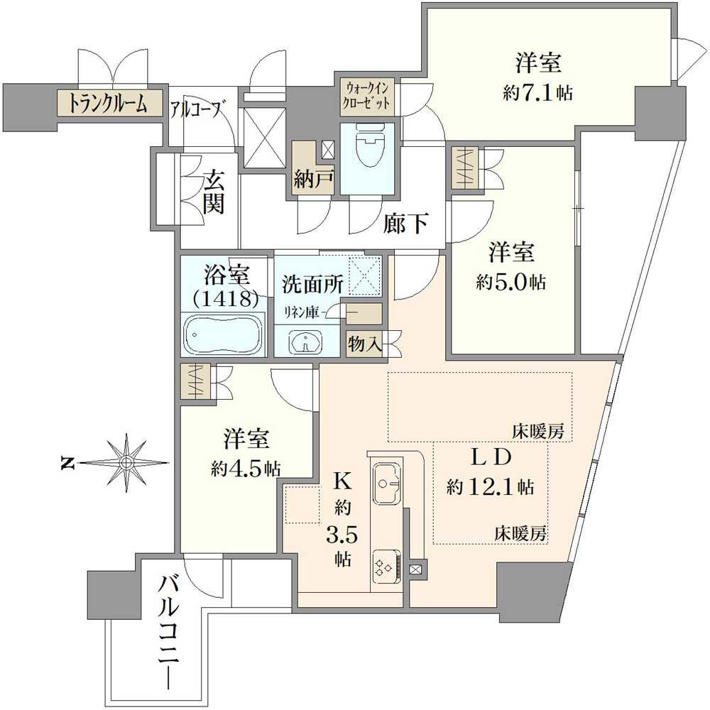 プラウドタワー北浜の間取図
