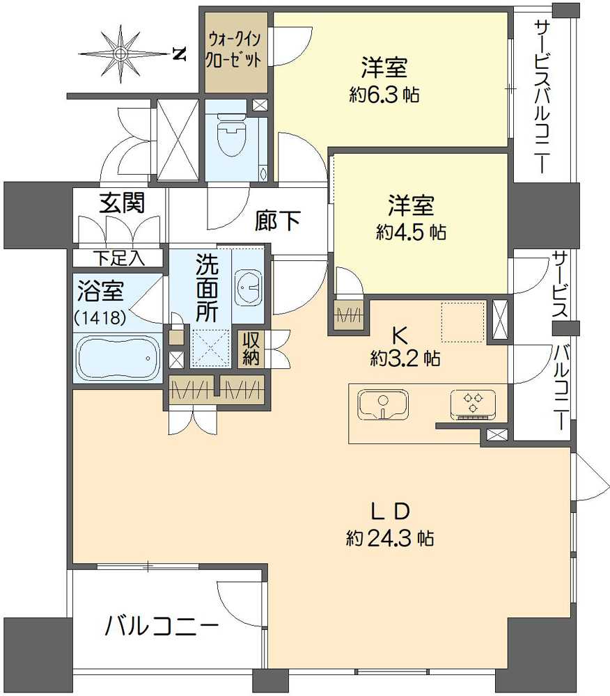 ワコーレ大阪新町タワーレジデンスの間取図