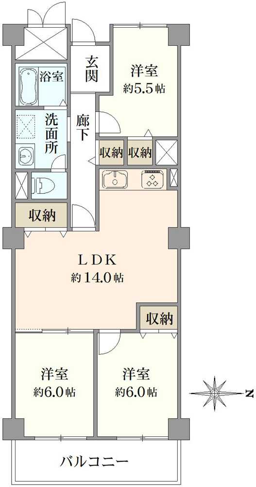 熊内スカイハイツの間取図