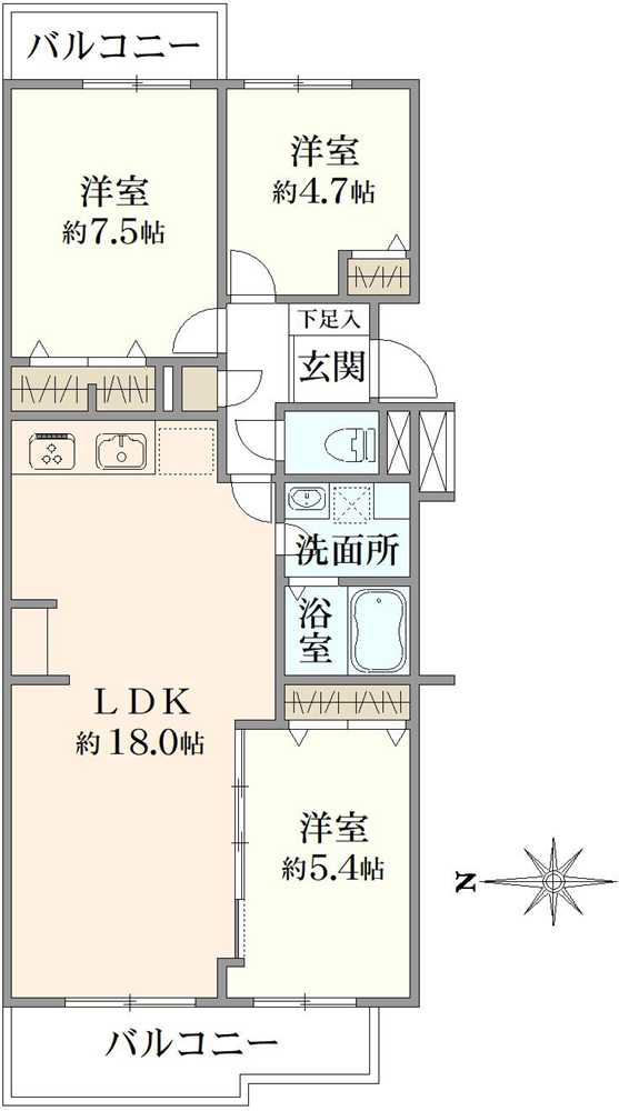 西国分寺史跡通り住宅2号棟の間取図