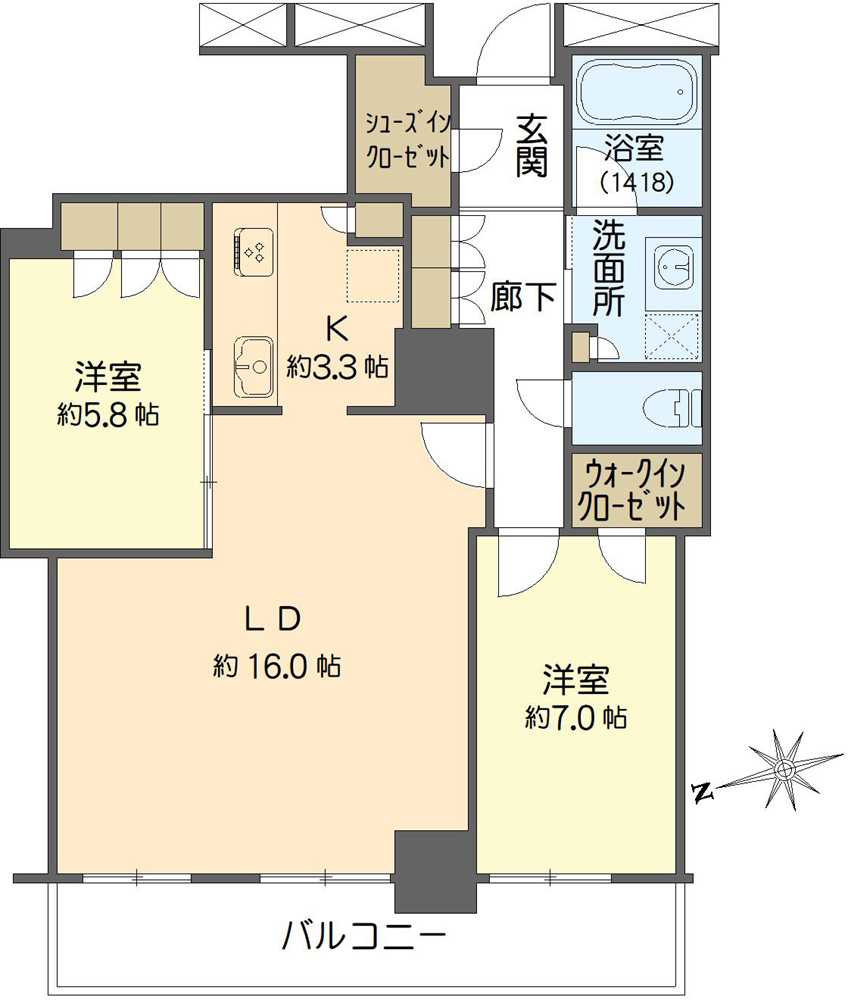 阿波座ライズタワーズ　フラッグ46の間取図