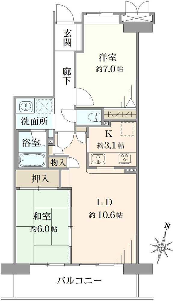 ルイシャトレ鶴見ウエストコートの間取図