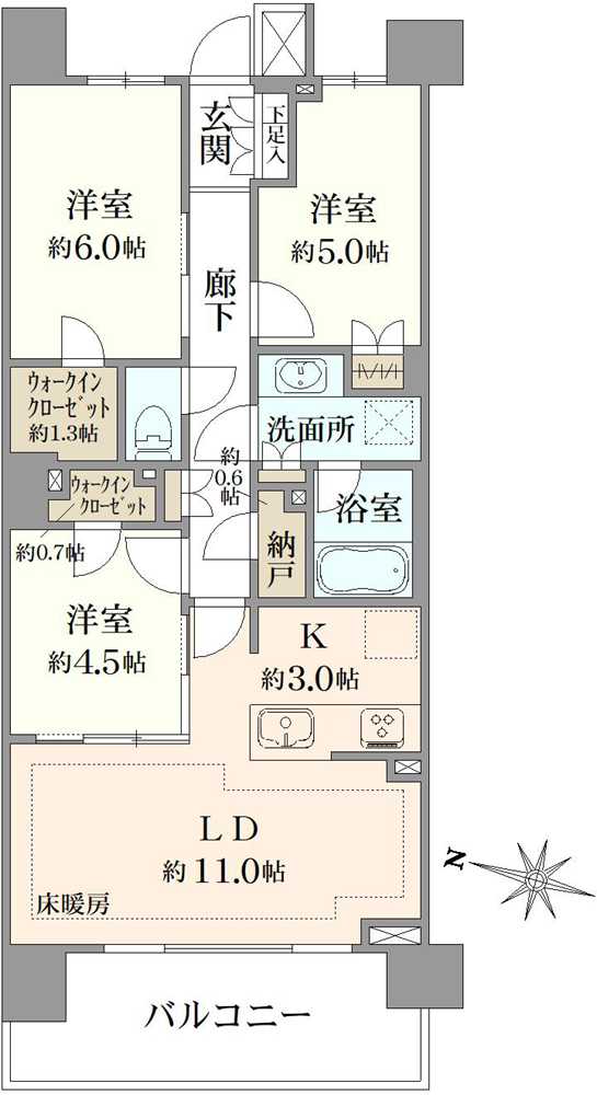 クレストプライムレジデンスプロムナード 七番街の間取図
