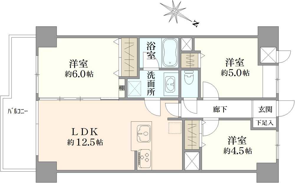 ライオンズマンション鶴見本町通りの間取図