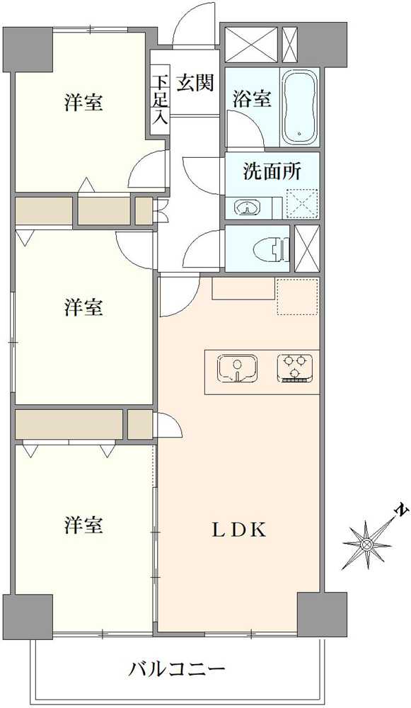 市川ハイツA棟の間取図