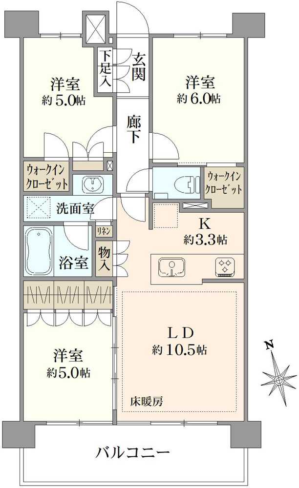 ルフォン市川一丁目ザ・タワーレジデンスの間取図