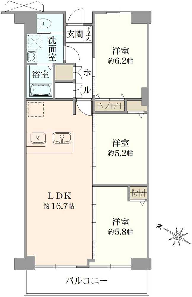 行徳南スカイハイツC棟の間取図