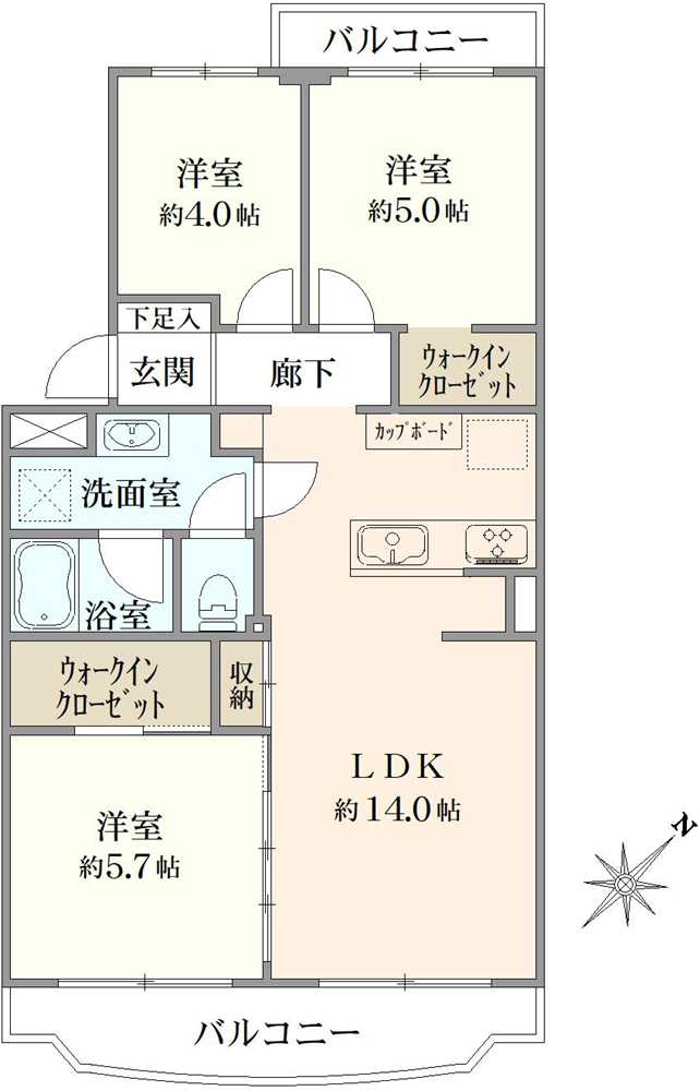 コープ野村浦安2号棟の間取図
