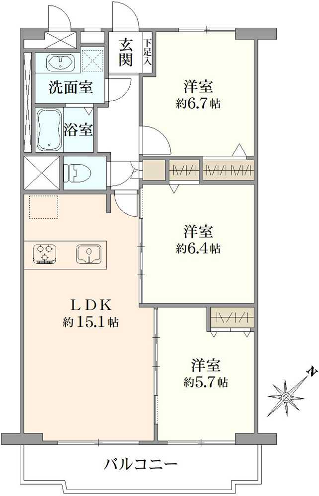 行徳ニューハイツ1号棟の間取図