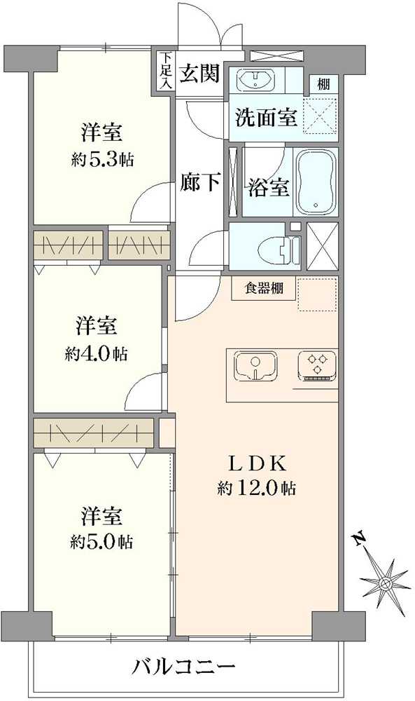 ルネ西船橋1号棟の間取図
