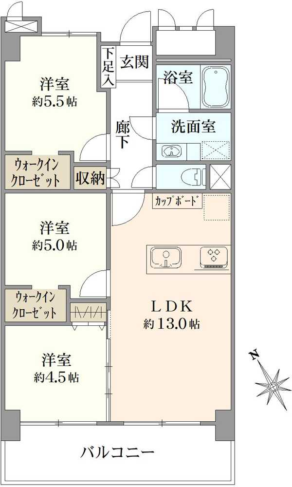 行徳ハイム3号棟の間取図