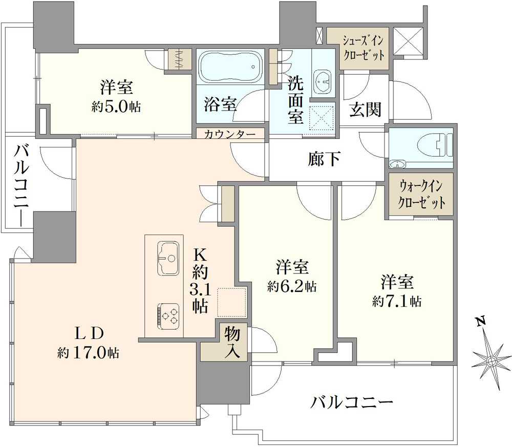 プラウドタワー芝浦の間取図