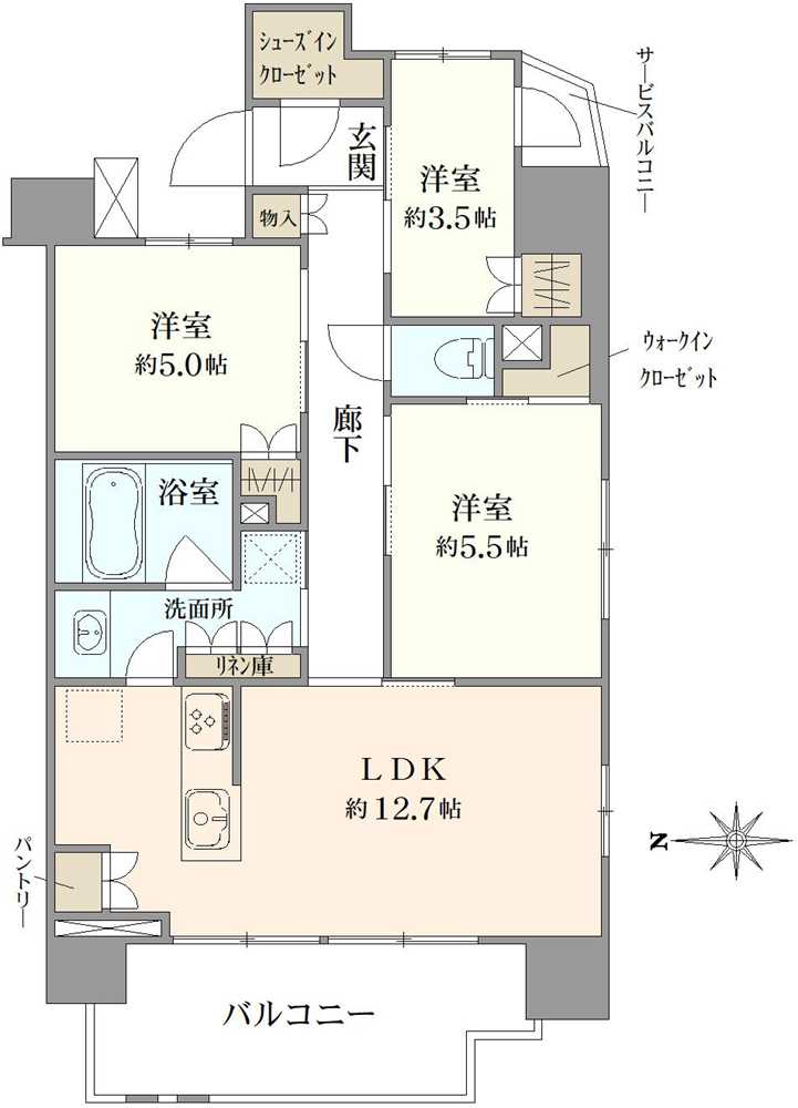 リビオレゾン北綾瀬の間取図