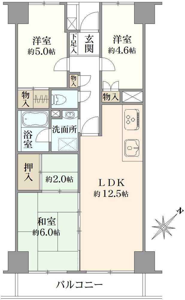 西葛西ビューハイツA棟の間取図