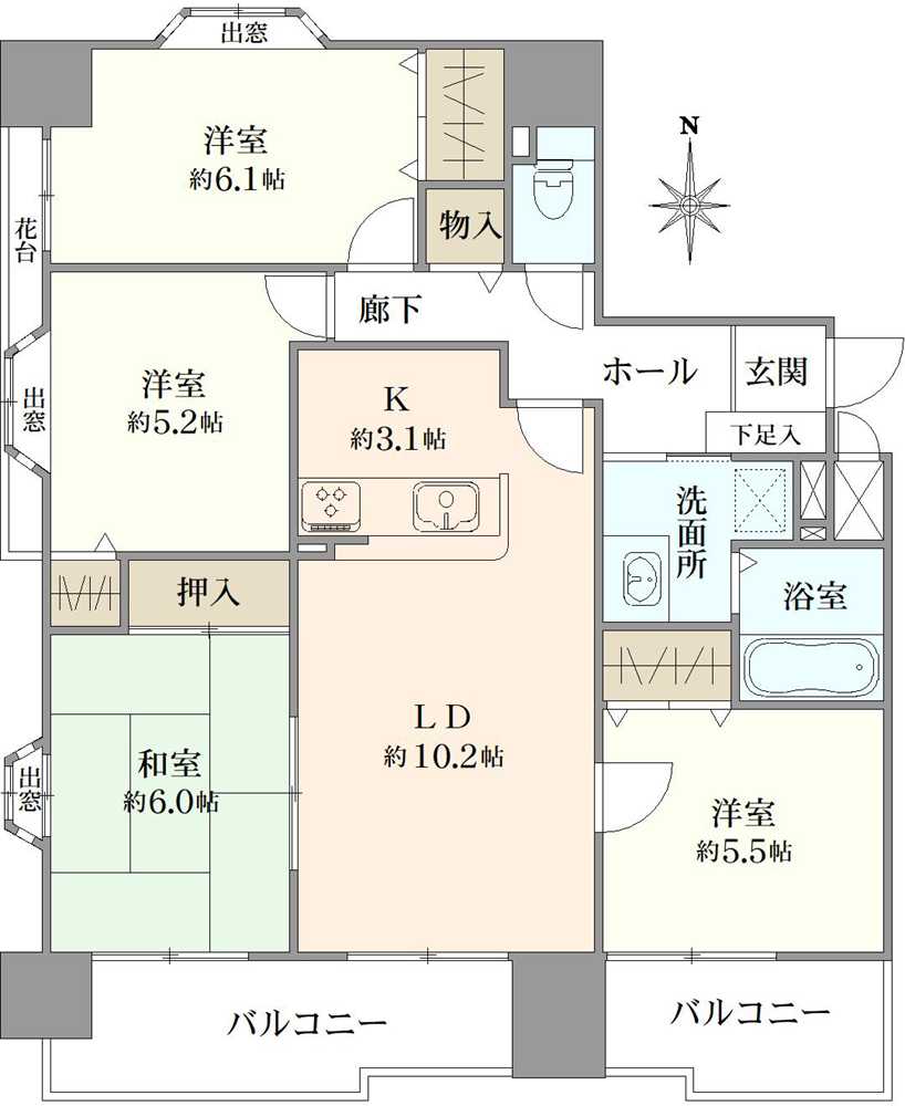 ペルル白壁の間取図