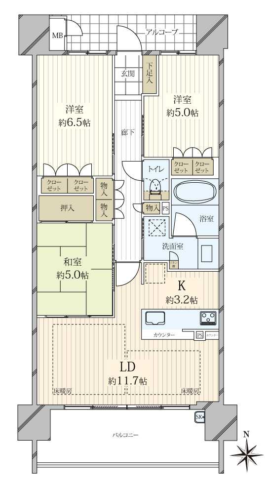四条烏丸クロスマークの間取図