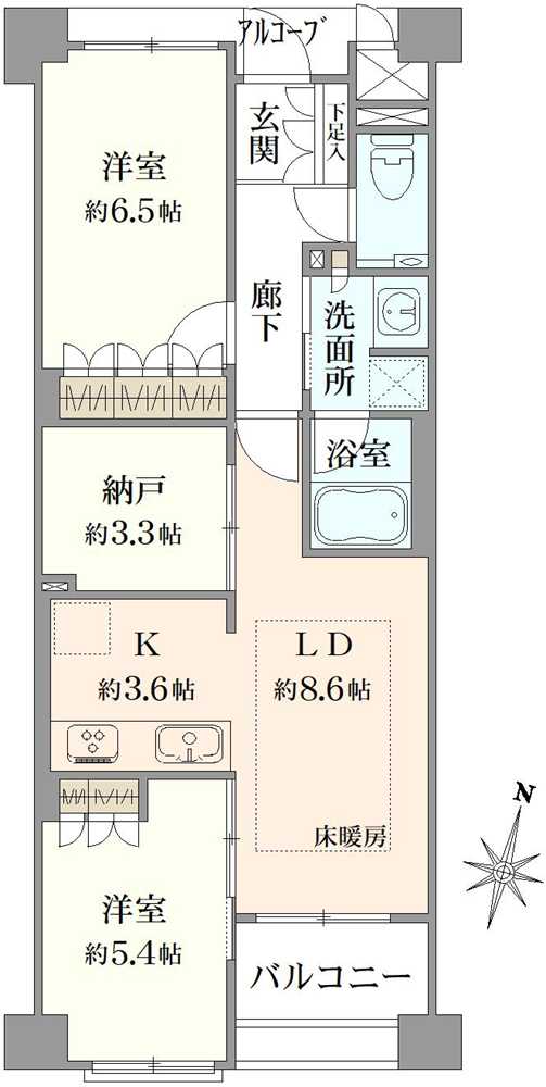 京都市北区小山南上総町66番地の間取図