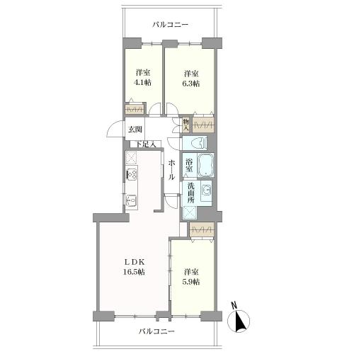 のむら貝塚ガーデンシティ貳番館の間取図