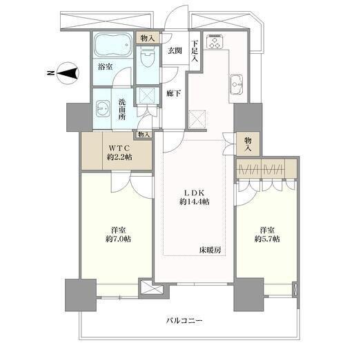 オーバルコート大崎住宅棟　ザ・パークタワー東京サウスの間取図