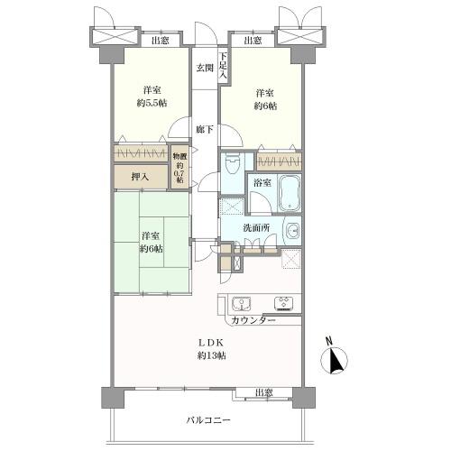 ライオンズガーデン春日井東野町の間取図