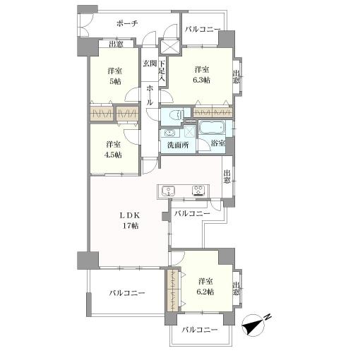 フローレンス緑井ガーデンコートの間取図