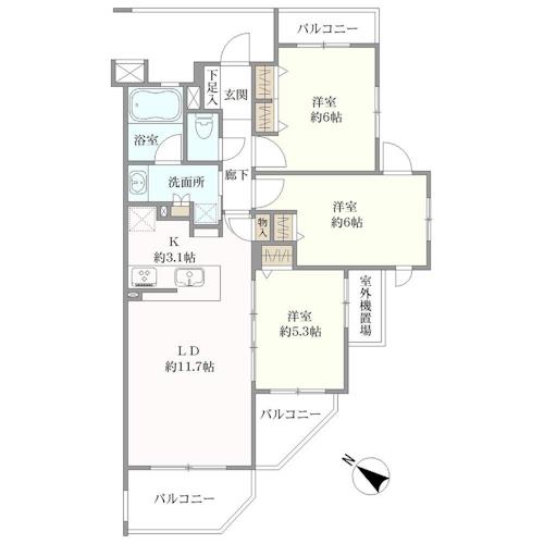 レグザ南市川の間取図