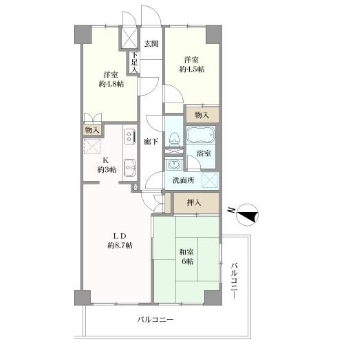大宮奈良町ビューパレーの間取図