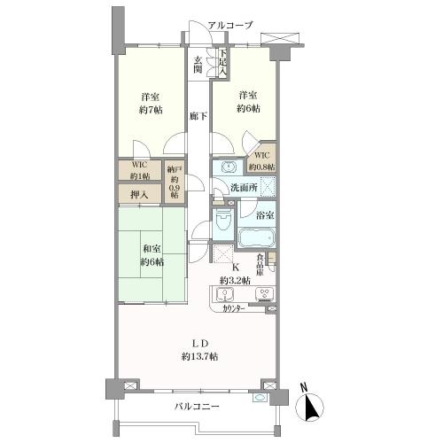 シティハウス武蔵境南ウエストコートの間取図