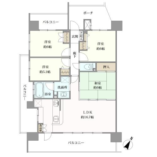 ファミリアーレみなと第２の間取図
