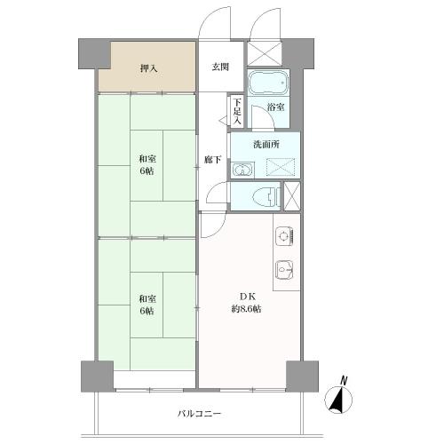 エバーグリーン新御堂の間取図