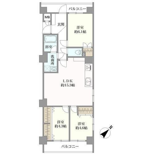 ライオンズマンション川名の間取図