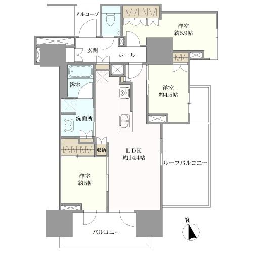 プラウド新宿牛込柳町の間取図