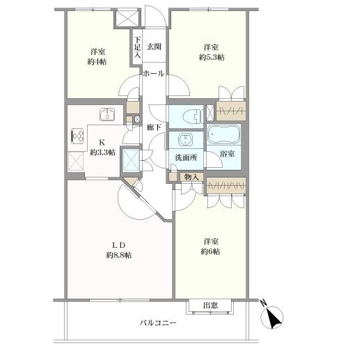 尾山台南パークホームズの間取図
