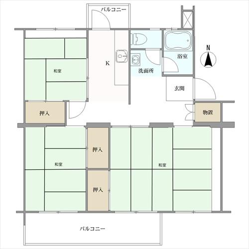 新金岡三丁壱番住宅第壱六棟の間取図