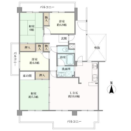 伏尾台Ａ団地壱号棟の間取図