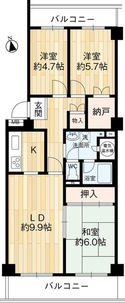 豊津パロス山手町二番館B棟の間取図