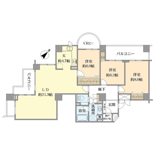 エイ・シティタワーズウエストタワー2301号室の間取図