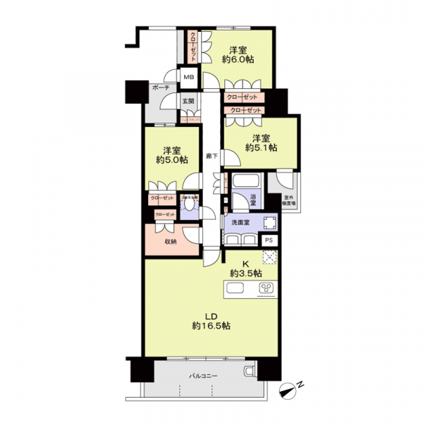 ＭＪＲ千早ミッドスクエアの間取図