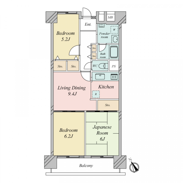 南砂町グリーンハイツ１号棟の間取図