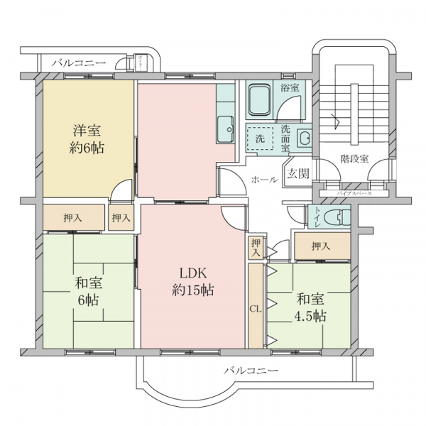 名谷１５団地63号棟の間取図