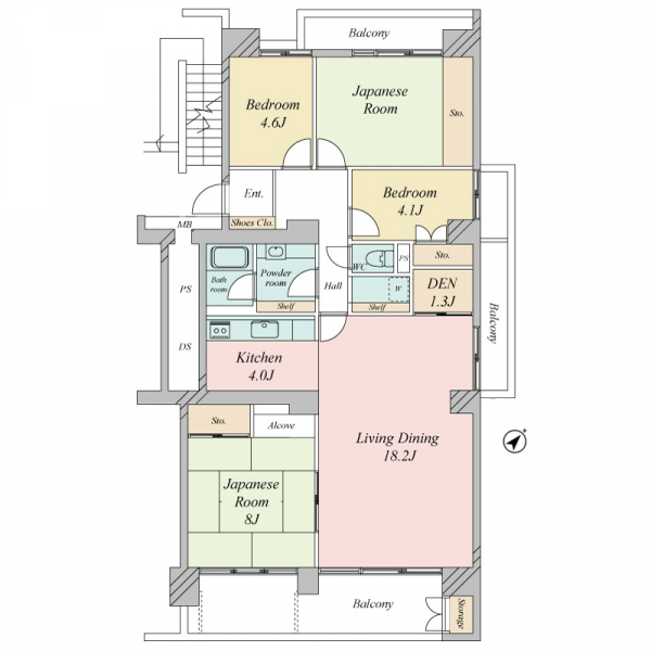 大倉山ハイム8号棟の間取図