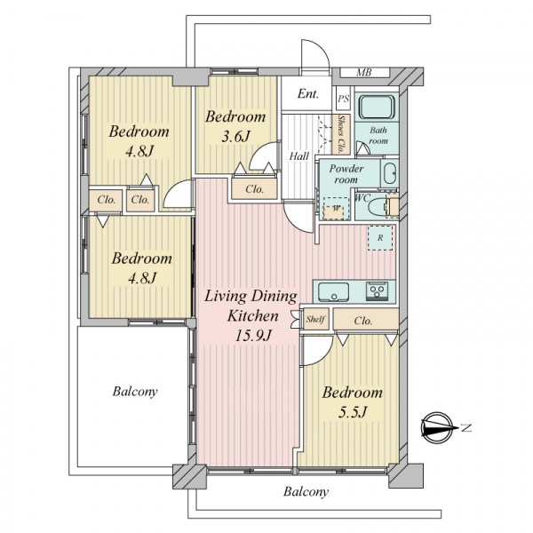 中銀城北パークマンシオンの間取図