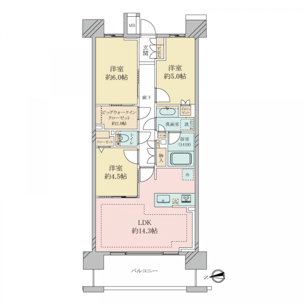 クレストプライムレジデンスパーク五番街の間取図