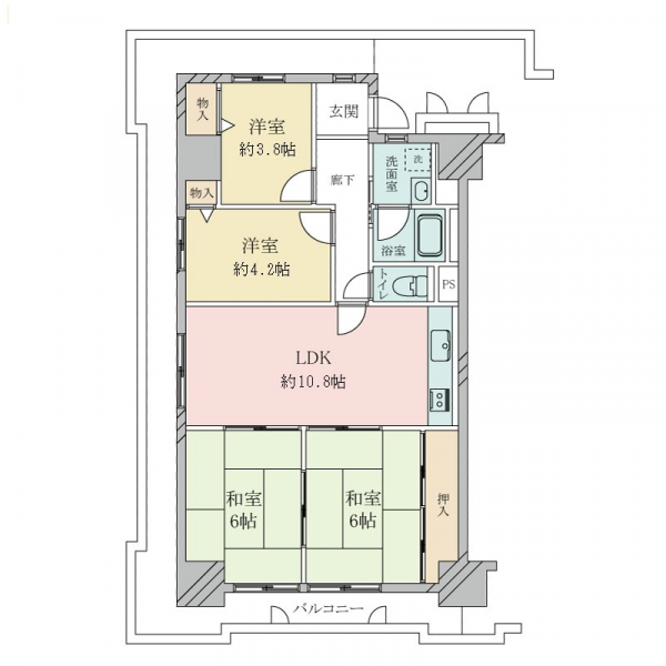 千船リバーサイドヴィラＡ棟の間取図