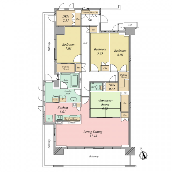 クレヴィア若葉台パークナード一番館の間取図