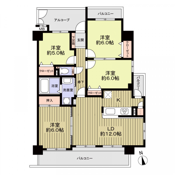 宝マンション矢田の間取図