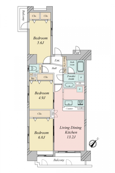 コアマンション神屋町の間取図
