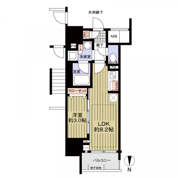 プレサンスロジェ泉高岳の間取図